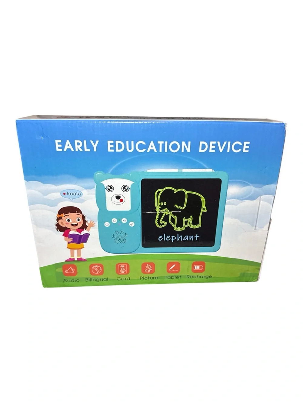 Bilingual English Spanish Flash Card Reader LCD Writing Tablet Early Education
